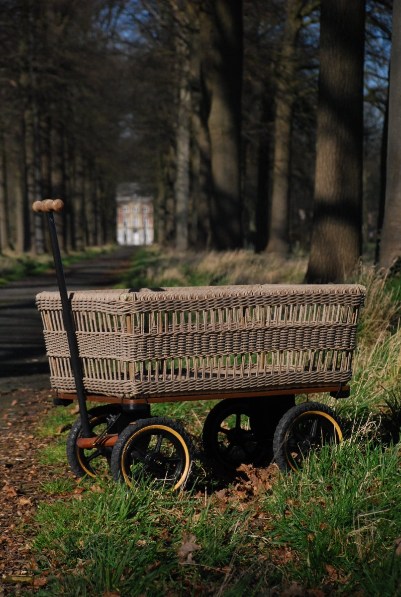Wagon met gevlochten mand